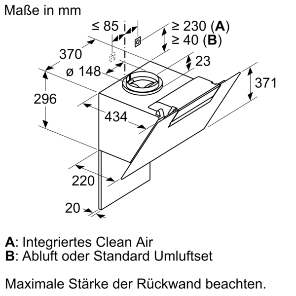Bosch Wandesse 80cm, Schwarz DWK87EM60