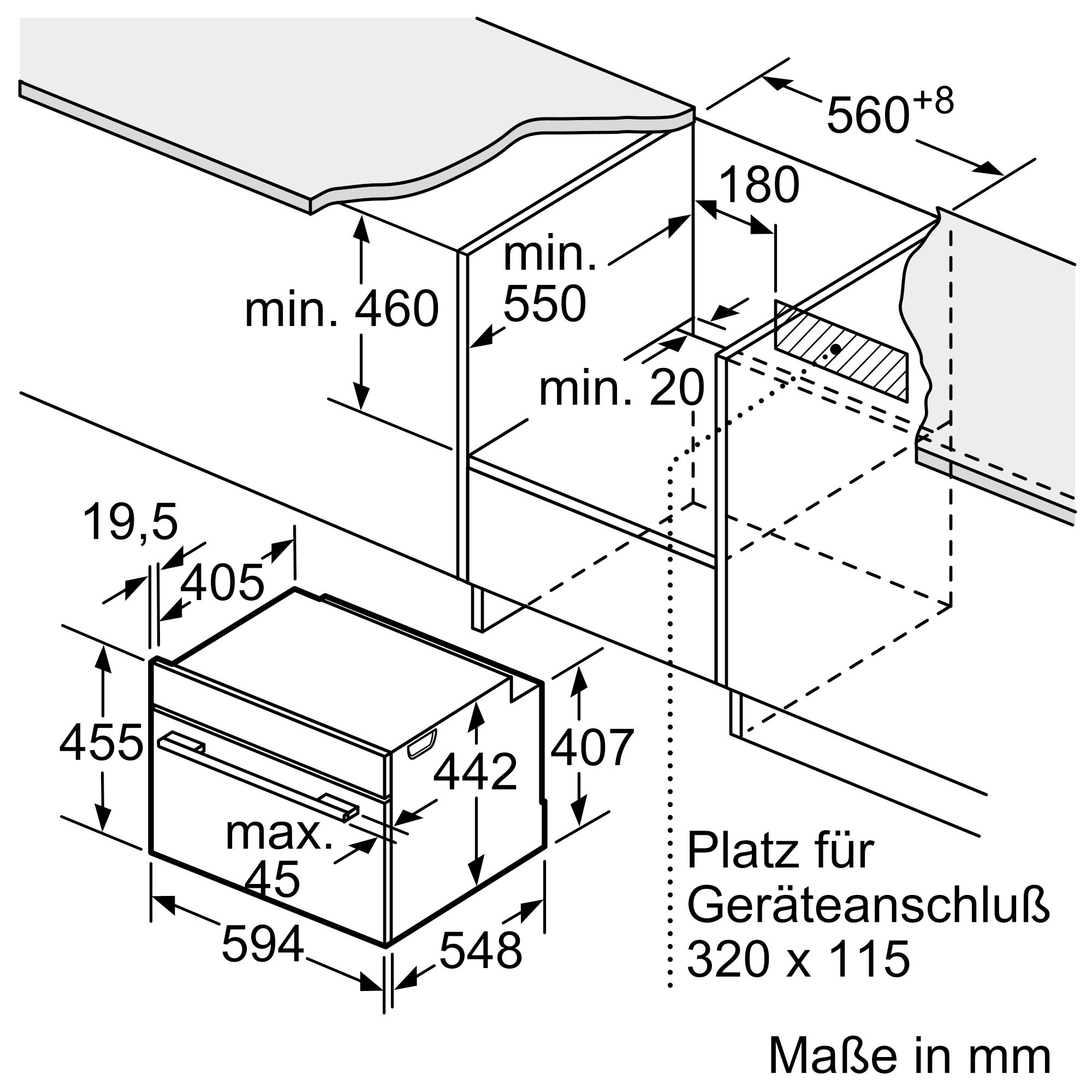 Bosch Einbau-Kompaktbackofen mit Mikrowellenfunktion 60 x 45 cm CMG7761B1