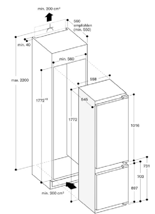 Ausstellungsgerät Gaggenau Einbau-Kühl-Gefrierkombination Serie 200 RB282305