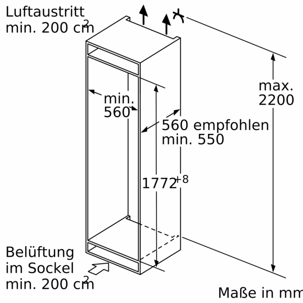 Bosch Einbau-Kühl-Gefrierkombination mit Gefrierbereich unten, 177.2x55.8cm, Flachscharnier mit Softeinzug KIN86ADD0