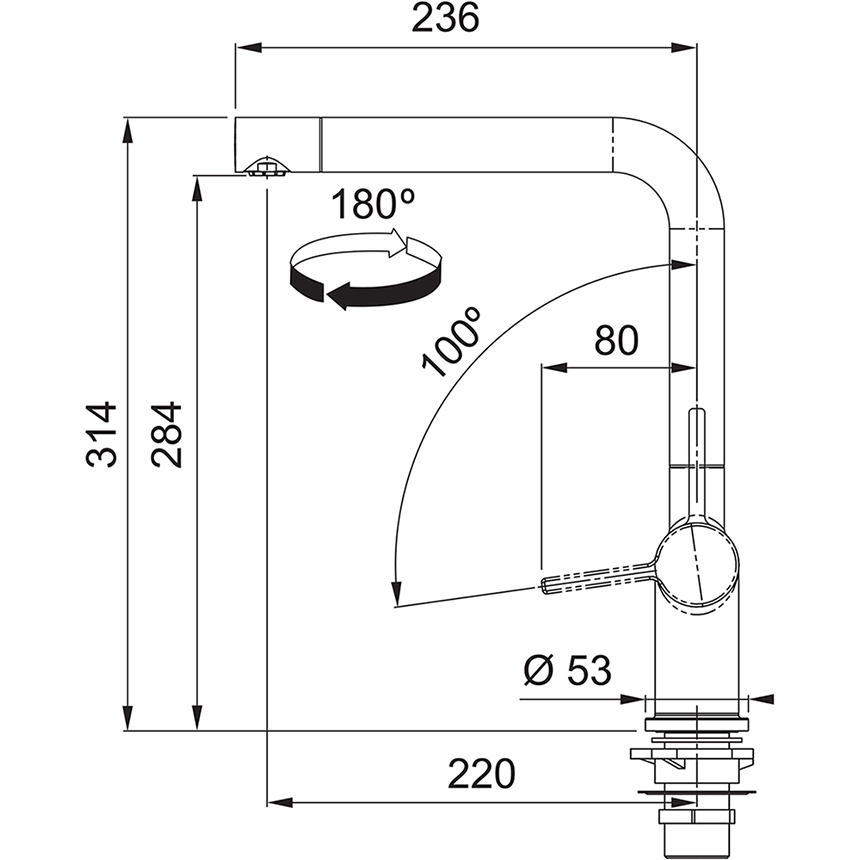 Franke Armatur Active Window Festauslauf Chrom Niederdruck 1150653392