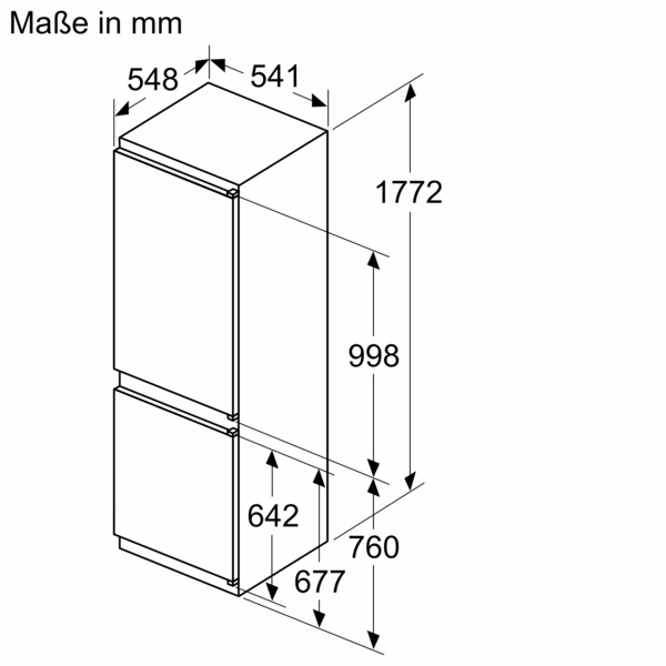 Siemens Einbau-Kühl-Gefrier-Kombination mit Gefrierbereich unten, 177.2x54.1cm, Schleppscharnier KI86NVSE0