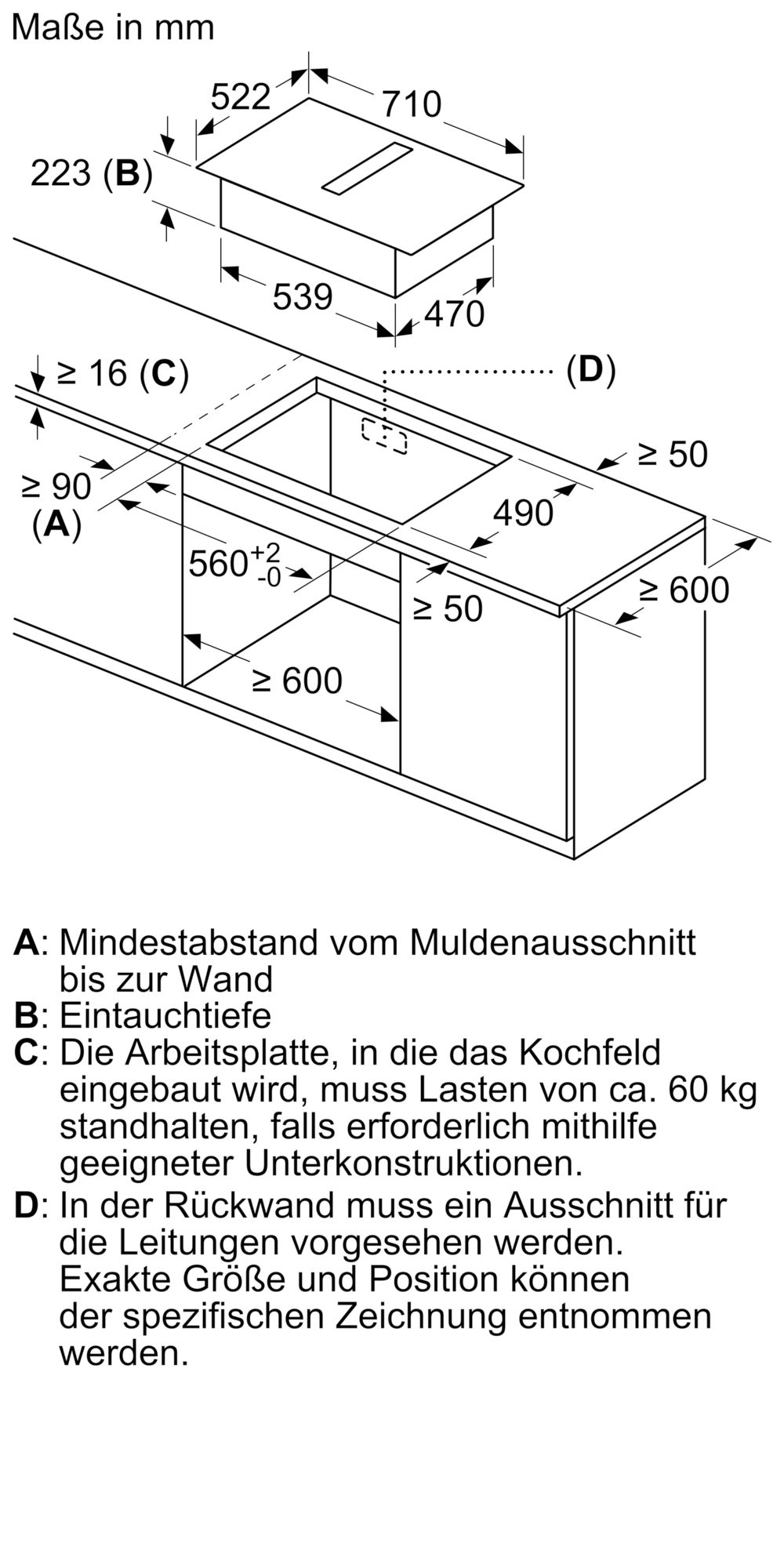 Bosch Serie 6 Induktionskochfeld mit Dunstabzug 70 cm PVQ711H26E