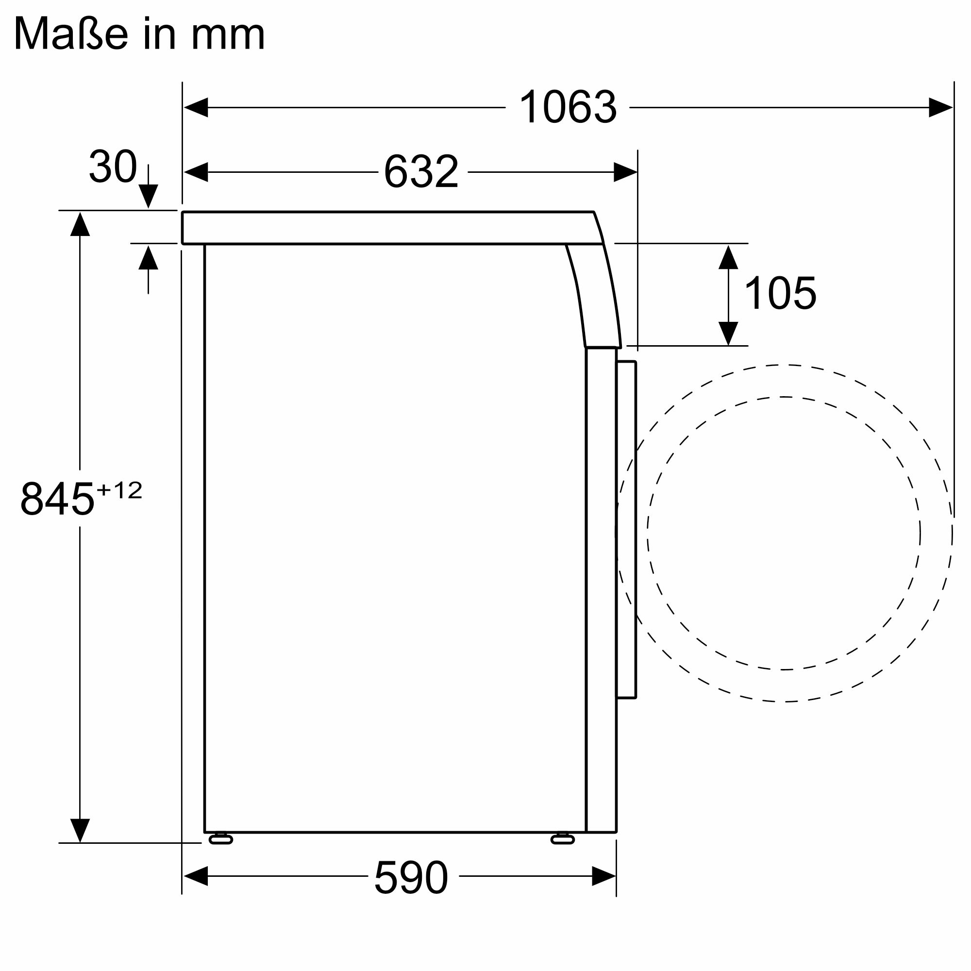 Bosch Waschmaschine unterbaufähig 9kg Serie 6 WUU28T49