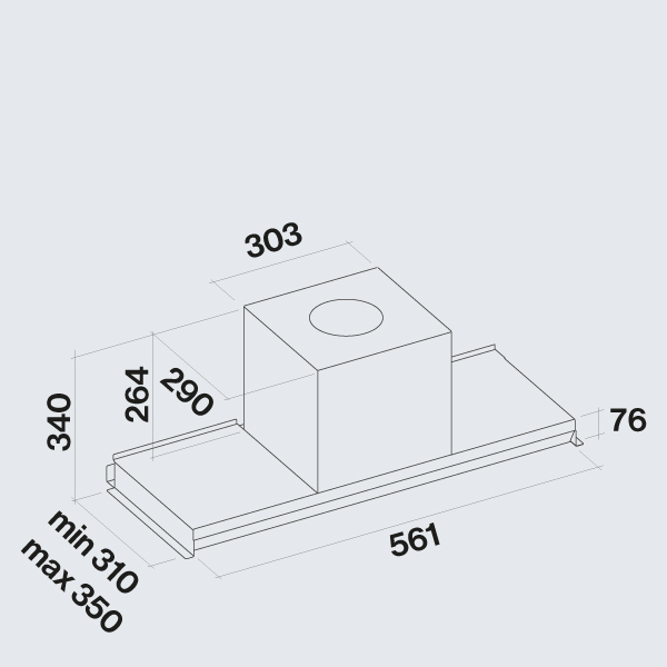 Falmec Design-Einbauhaube Virgola 60cm Schwarz 102652
