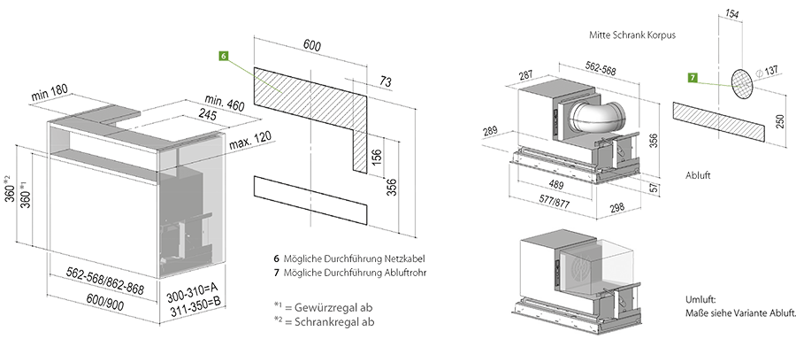 Berbel Einbauhaube Firstline Unseen BEH 90 FLU Umluft BUF 90 cm 1070100