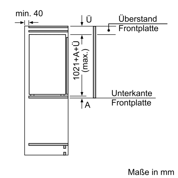 Bosch Einbaukühlschrank 102,5x56cm Schleppscharnier KIR31NSE0