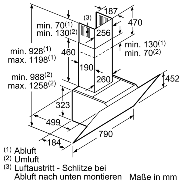 Siemens Wand-Esse Schwarz mit Glasschirm 80 cm LC87KIM60