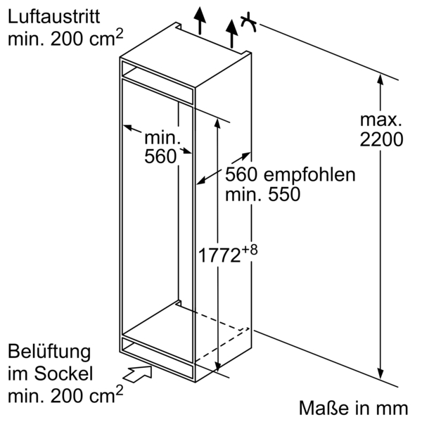 Siemens Einbau-Kühl-Gefrier-Kombination mit Gefrierbereich unten, 177.2x54.1cm, Schleppscharnier KI86NVSE0