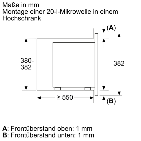 Bosch Einbau-Mikrowelle Schwarz, 60x38cm BFL623MB3