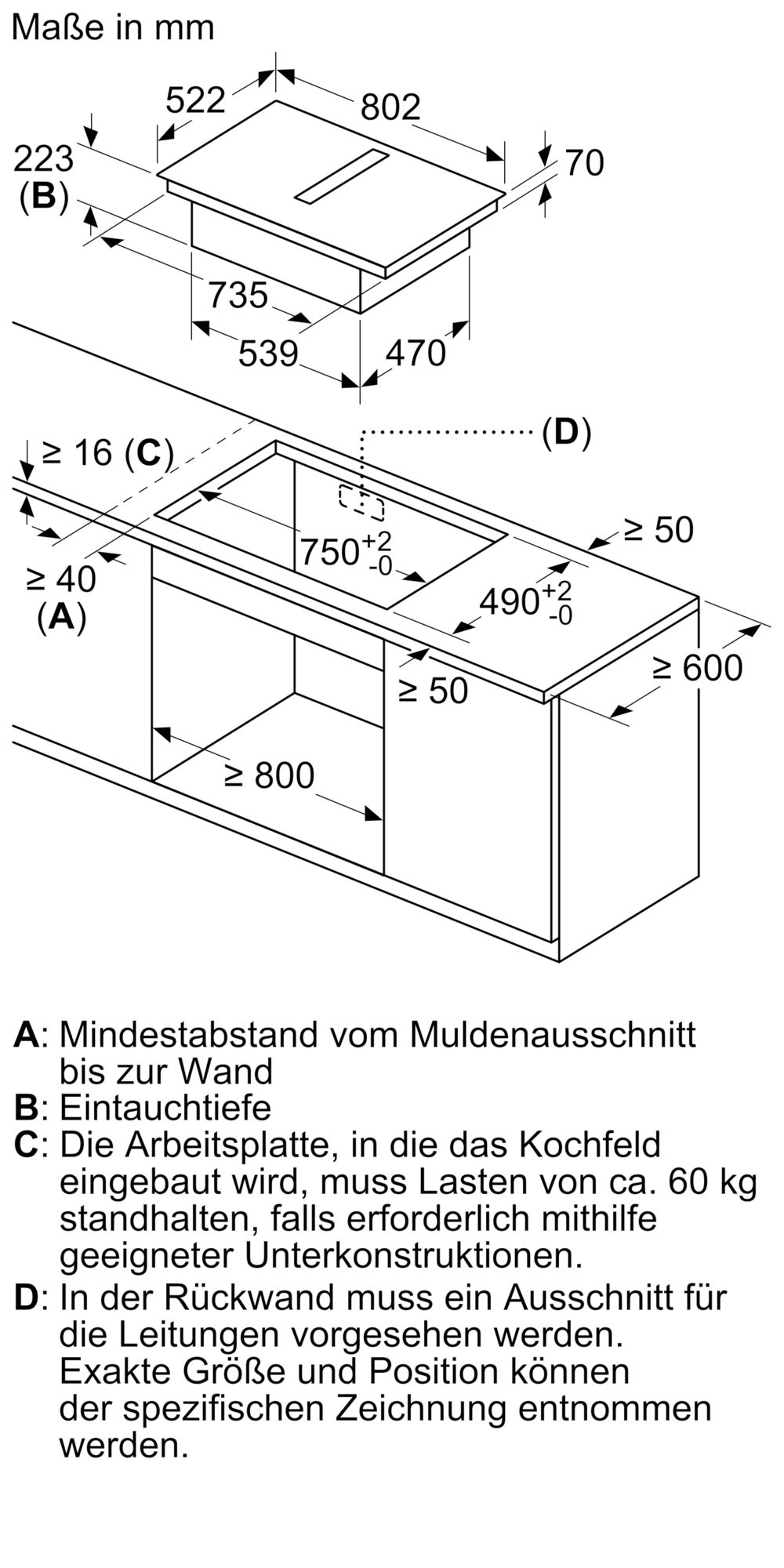 Siemens Induktionskochfeld mit Dunstabzug 80 cm ED811HQ26E