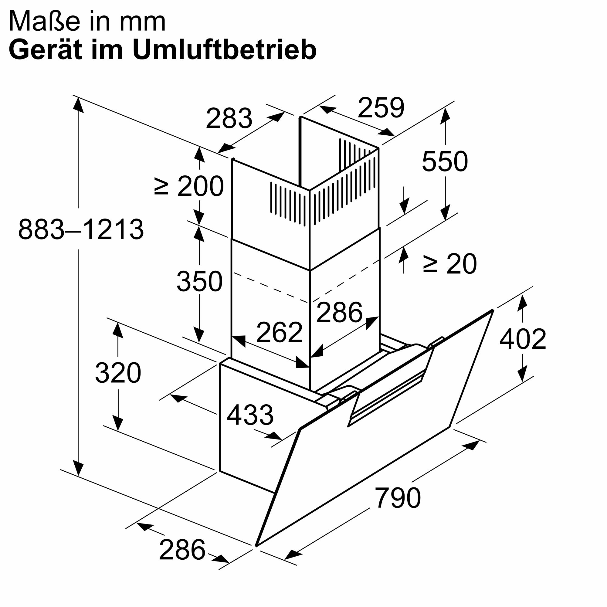 Siemens Wandesse 80 cm Klarglas schwarz bedruckt LC87KFN60