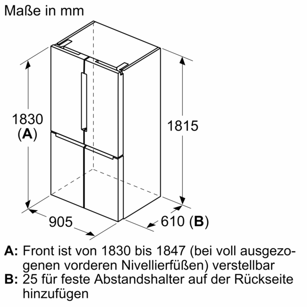 Bosch Kühl/Gefrierkombination, mehr-türig, 183x91 cm, Edelstahl ( mit Antifingerprint)