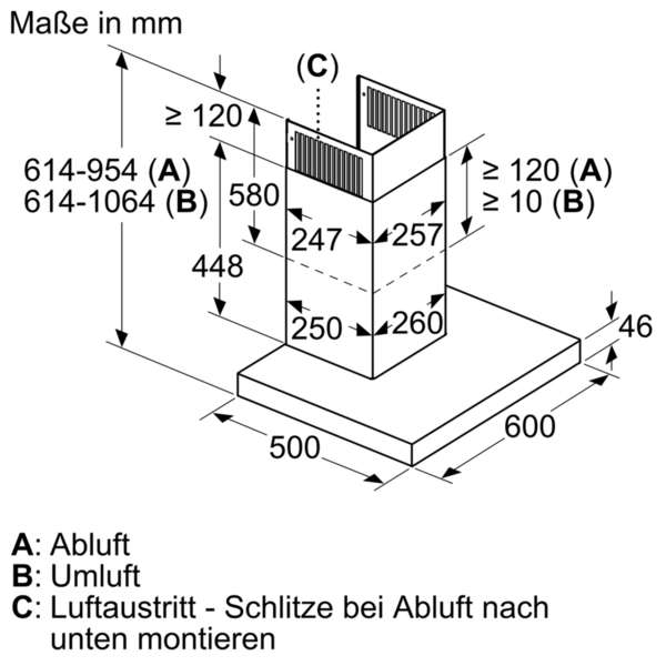 Bosch Wandesse, 60 cm Edelstahl DWB67CM50