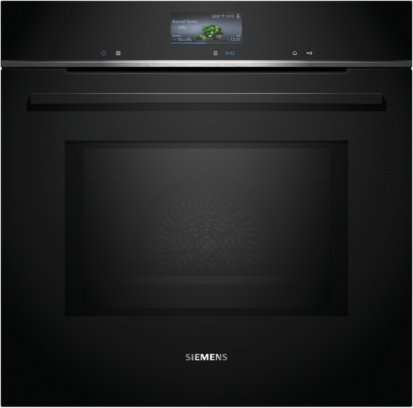Siemens iQ700, Einbau-Backofen mit Mikrowellenfunktion, 60 x 60 cm, Schwarz, Edelstahl, HM776GKB1