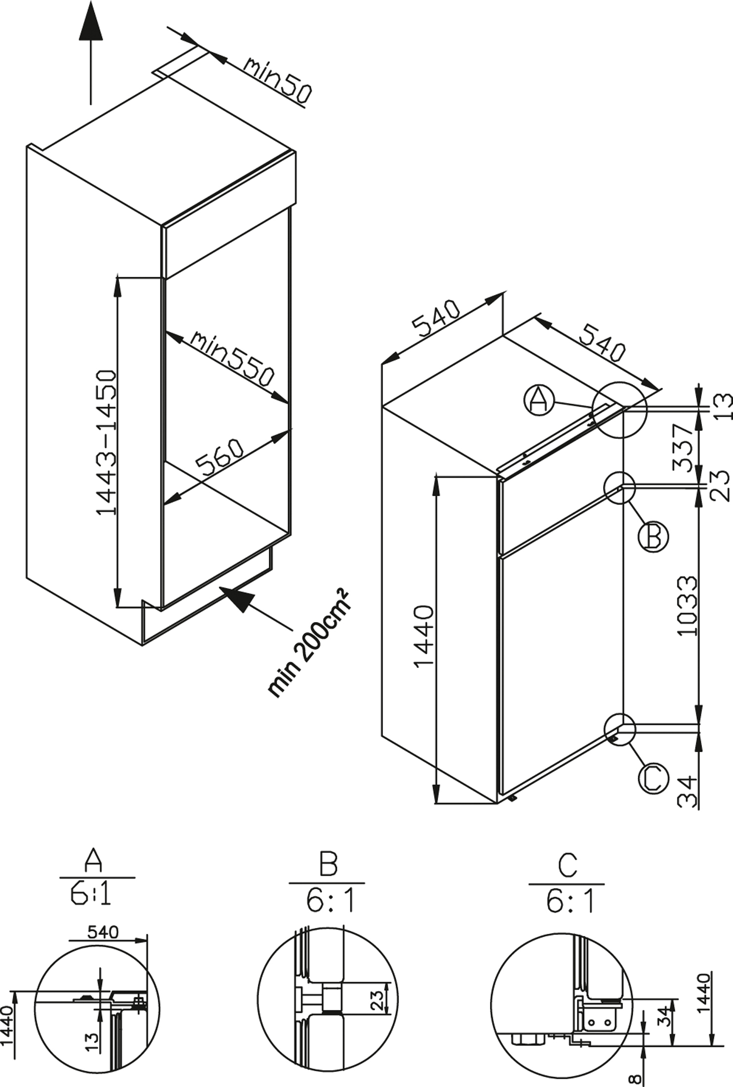 Amica Einbau-Kühl-Gefrier-Kombination EDTS374900