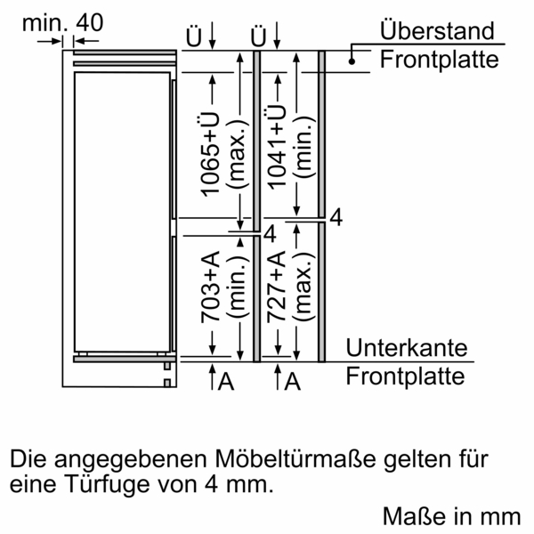 Bosch Einbau-Kühl-Gefrierkombination mit Gefrierbereich unten, 177.2x55.8cm, Flachscharnier mit Softeinzug KIN86ADD0