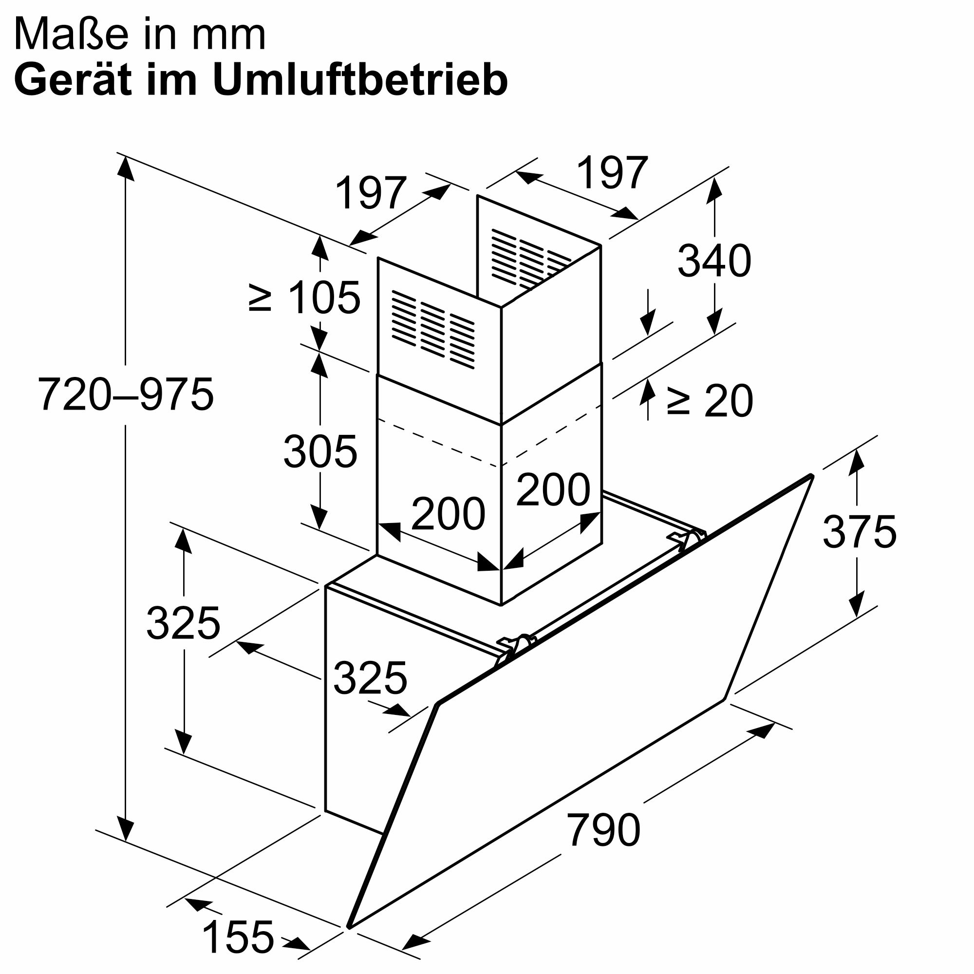 Bosch Wandesse 80 cm Klarglas schwarz bedruckt DWK85DK60